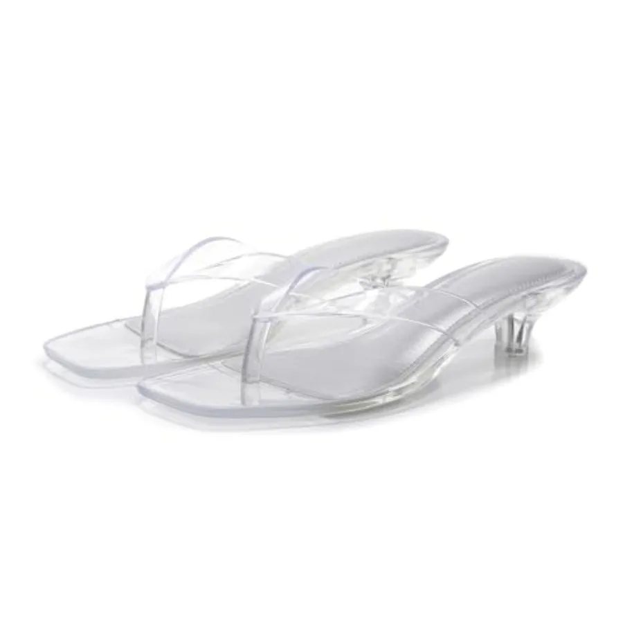 Jelly Thong Kitten Heeled Sandals for Women Clear Comfortable Square Open Toe Slip On Low Heels Flip Flop Mules Summer Transpar
Jelly Thong Kitten Heeled Sandals for Women Clear Comfortable Square Open Toe Slip On Low Heels Flip Flop Mules Summer Transpar