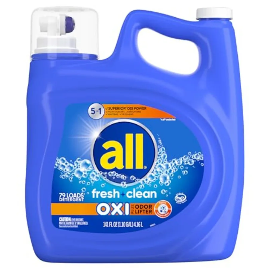All, Fresh Clean Liquid Laundry Detergent Oxi Plus Odor Lifter, 141 Fl Oz
All, Fresh Clean Liquid Laundry Detergent Oxi Plus Odor Lifter, 141 Fl Oz