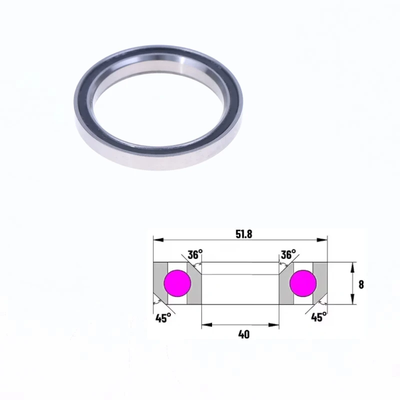 Headset Bearing Part ACB518K 4051.88 36°/45° for Bicycle Steering Systems with MH-P28K, K518KH8, MR127, MR110, TH-073
Headset Bearing Part ACB518K 4051.88 36°/45° for Bicycle Steering Systems with MH-P28K, K518KH8, MR127, MR110, TH-073