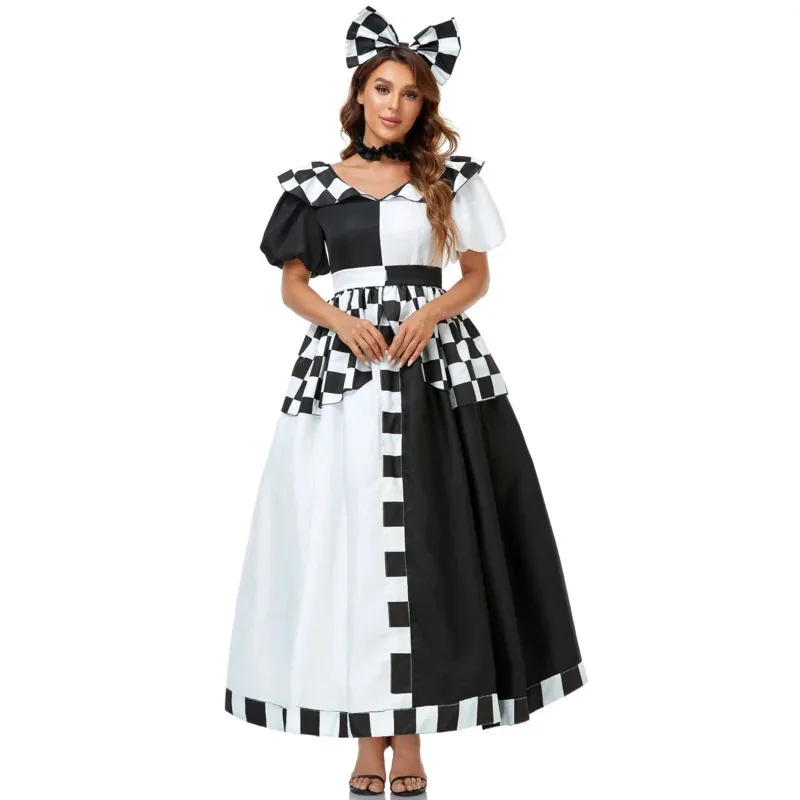 Alice in wonder women chessboard grid printi wide neck fluffy sleeve dress Queen of Hearts Halloween Lolita costume
Alice in wonder women chessboard grid printi wide neck fluffy sleeve dress Queen of Hearts Halloween Lolita costume