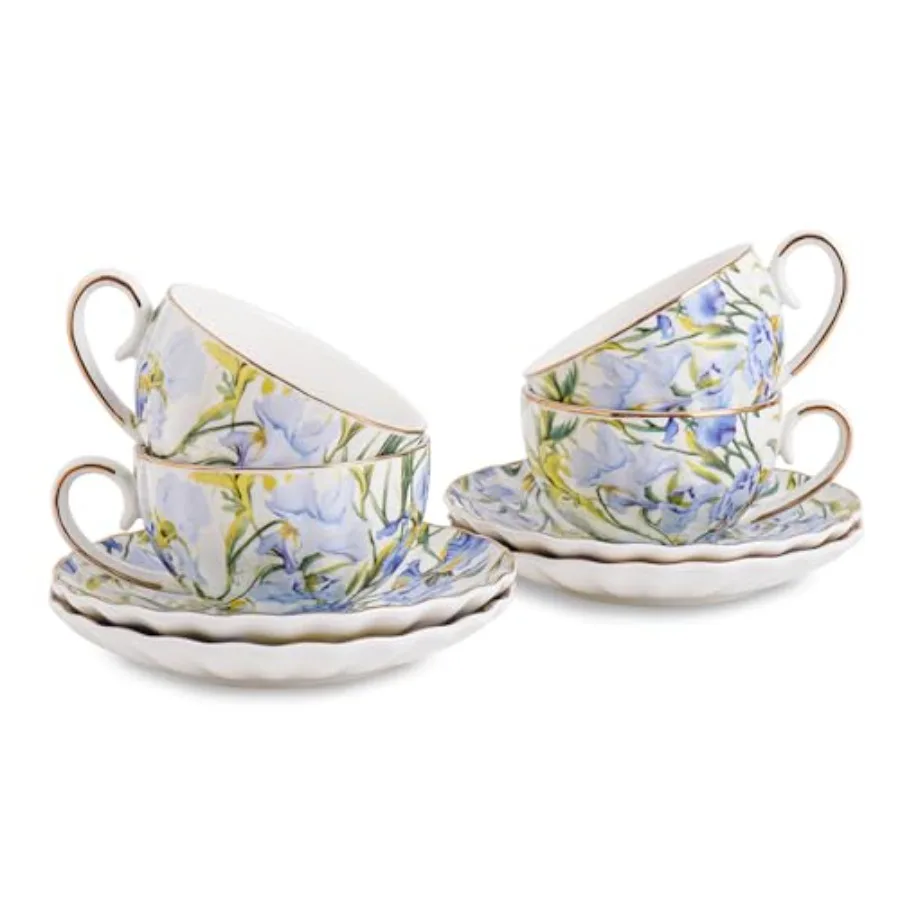 Tea Cup and Saucers, 6.4oz Floral Tea Cups with Gold Trim, Coffee Cappuccino Espresso Latte Mugs for Party Birthday, Christmas
Tea Cup and Saucers, 6.4oz Floral Tea Cups with Gold Trim, Coffee Cappuccino Espresso Latte Mugs for Party Birthday, Christmas