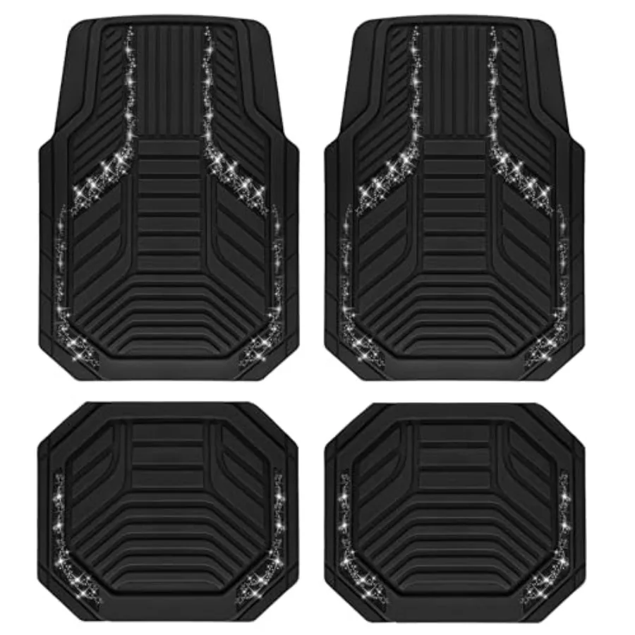 Car Floor Mats, Sparkly Crystal Bling Car Mats Set, Front and Rear Heavy Duty Rubber Car Mats with Anti-Slip Backing, All Weath
Car Floor Mats, Sparkly Crystal Bling Car Mats Set, Front and Rear Heavy Duty Rubber Car Mats with Anti-Slip Backing, All Weath