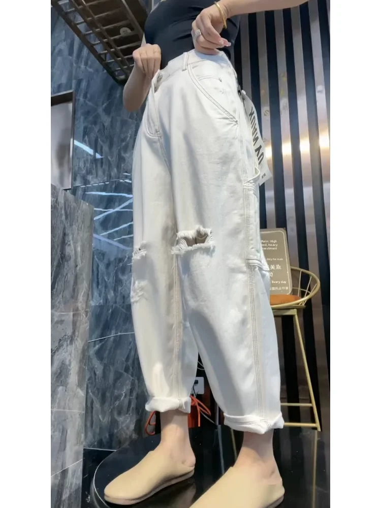 White Harem Denim Jeans Women's Spring Summer New Style Nine Points Wide Leg Loose Slimming Dad Pants High Waist Pure Color
White Harem Denim Jeans Women's Spring Summer New Style Nine Points Wide Leg Loose Slimming Dad Pants High Waist Pure Color