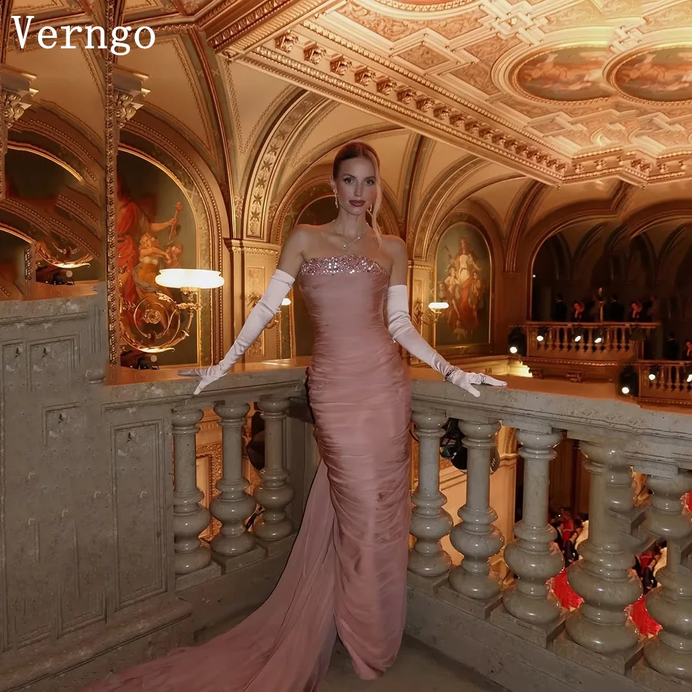 Verngo Apricot Chiffon Sequined Prom Dress 2026 Strapless Mermaid Pleated Formal Dresses Women Sweep Train Party Gown Customized
Verngo Apricot Chiffon Sequined Prom Dress 2026 Strapless Mermaid Pleated Formal Dresses Women Sweep Train Party Gown Customized