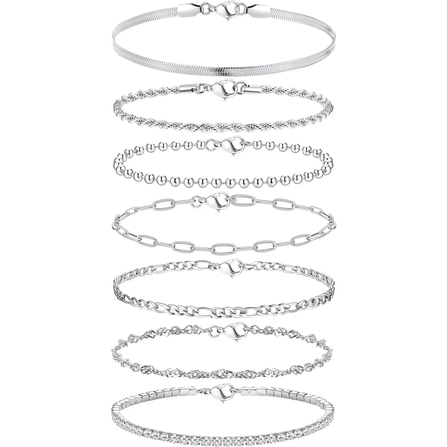 Bobisty 7Pcs Chain Bracelets for Women 14K Gold Plated Stacking Bracelet Twist Figaro Herringbone Adjustable CZ Link Bracelets
Bobisty 7Pcs Chain Bracelets for Women 14K Gold Plated Stacking Bracelet Twist Figaro Herringbone Adjustable CZ Link Bracelets