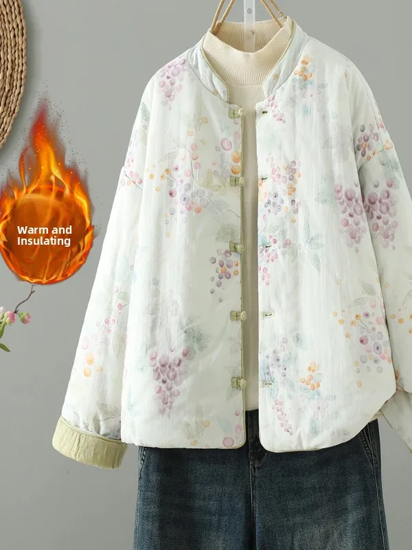 Женское двустороннее хлопковое пальто Thiened Cotton Jaet с воротником-стойкой и китайским национальным принтом на пуговицах, маленькое хлопковое пальто
Женское двустороннее хлопковое пальто Thiened Cotton Jaet с воротником-стойкой и китайским национальным принтом на пуговицах, маленькое хлопковое пальто