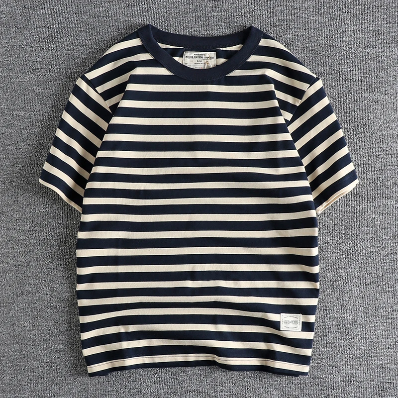New Arrival Ameika Retro Hong Kong Single Nautical Stripe Cotton Men's T-Shirt American Trend High Weight Half Sleeve Shirt
New Arrival Ameika Retro Hong Kong Single Nautical Stripe Cotton Men's T-Shirt American Trend High Weight Half Sleeve Shirt