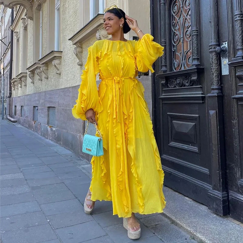 Women's Clothing 2024 Autumn New Sweet and Fresh Round Neck Balloon Sleeve Tie Waist Oversized Swing Dress Long Skirt
Women's Clothing 2024 Autumn New Sweet and Fresh Round Neck Balloon Sleeve Tie Waist Oversized Swing Dress Long Skirt