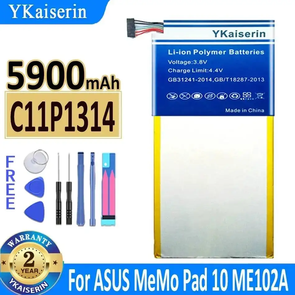 5900mAh Tablet Battery High-Capacity For Asus Memo Pad 10 ME102A 10.1 Premium Replacement C11P1314 Rectangular Version
5900mAh Tablet Battery High-Capacity For Asus Memo Pad 10 ME102A 10.1 Premium Replacement C11P1314 Rectangular Version