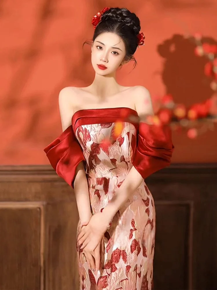 Ele Red One-oulder Fi-Tail Wedding Dr for Bride Cus-Made Engagement Par Women's Long Gown Ele Sweet Heart
Ele Red One-oulder Fi-Tail Wedding Dr for Bride Cus-Made Engagement Par Women's Long Gown Ele Sweet Heart