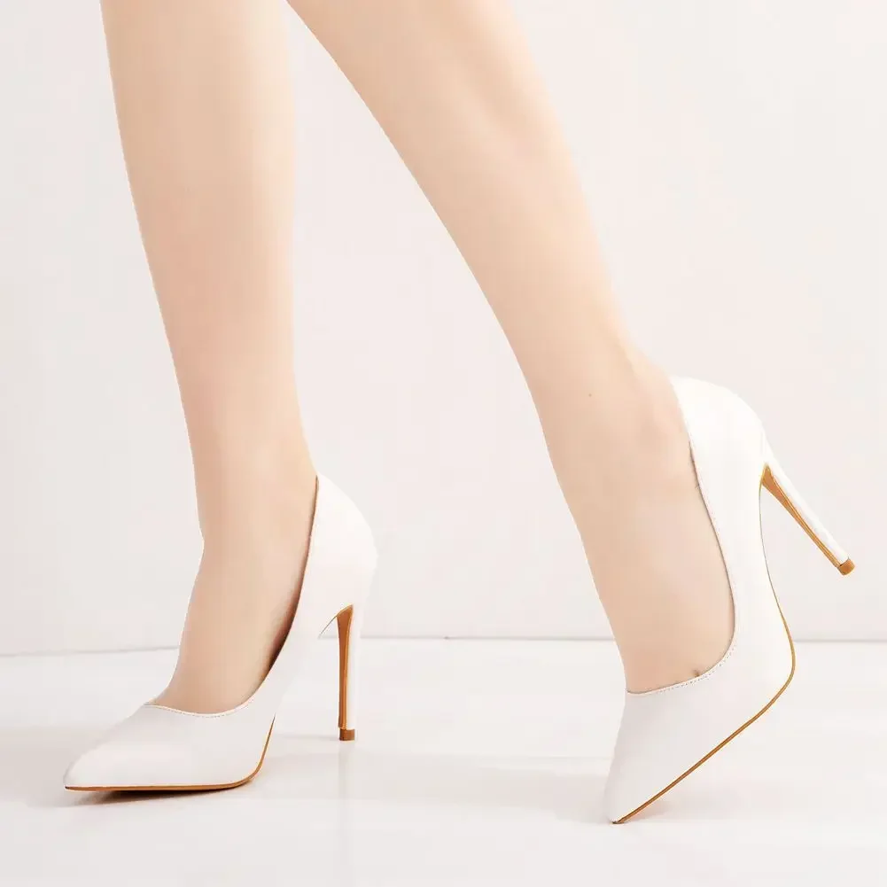 Dress Wedding Women Pumps Solid Pointed Toe Slip on PU 11CM Thin High Heels Cover Heel Elegant Banquet Women's Shoes White
Dress Wedding Women Pumps Solid Pointed Toe Slip on PU 11CM Thin High Heels Cover Heel Elegant Banquet Women's Shoes White