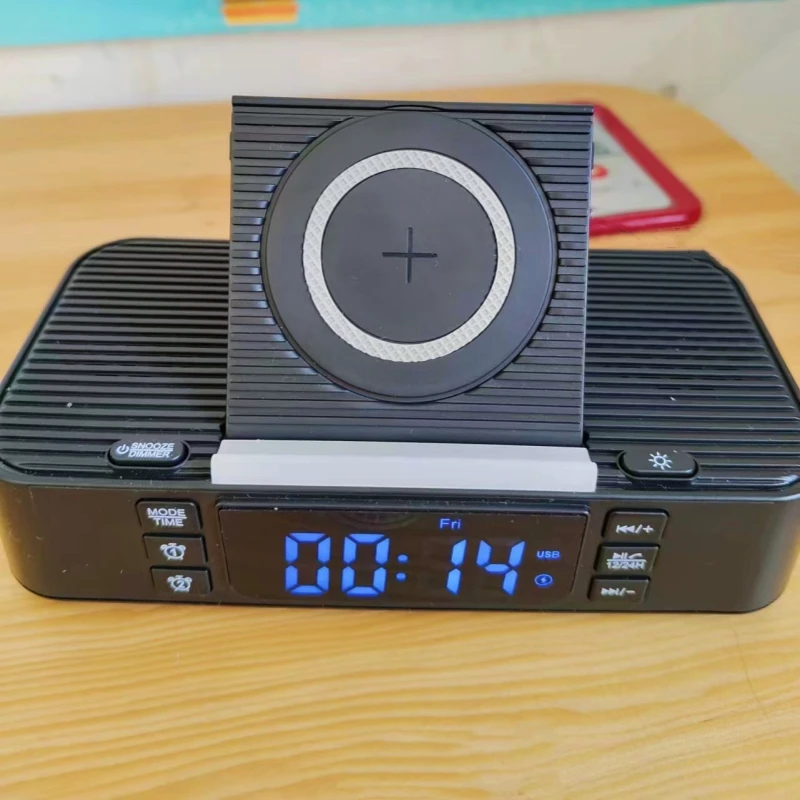 Портативные Bluetooth-колонки с беспроводным зарядным устройством мощностью 15 Вт, светодиодная атмосферная подсветка, часы, функция будильника, двойной динамик, зарядка через USB
Портативные Bluetooth-колонки с беспроводным зарядным устройством мощностью 15 Вт, светодиодная атмосферная подсветка, часы, функция будильника, двойной динамик, зарядка через USB