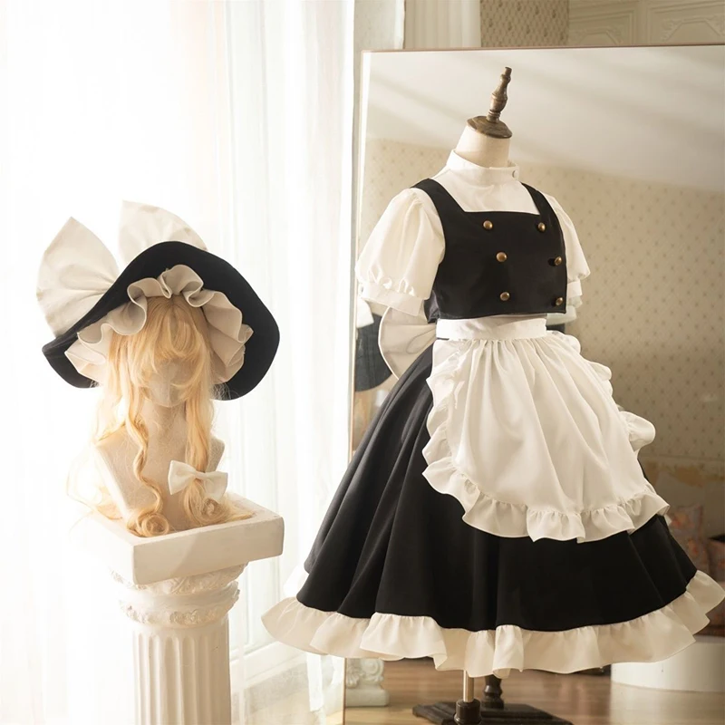 TouHou Project Косплей Kirisame Marisa платье горничной косплей полный комплект со шляпой костюм униформа вечерние ролевые игры одежда
TouHou Project Косплей Kirisame Marisa платье горничной косплей полный комплект со шляпой костюм униформа вечерние ролевые игры одежда