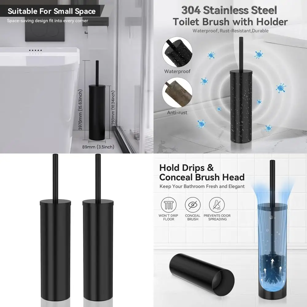 Набор из двух ершиков для унитаза с крышками-держателями для эффективной уборки и хранения в ванной, черный
Набор из двух ершиков для унитаза с крышками-держателями для эффективной уборки и хранения в ванной, черный