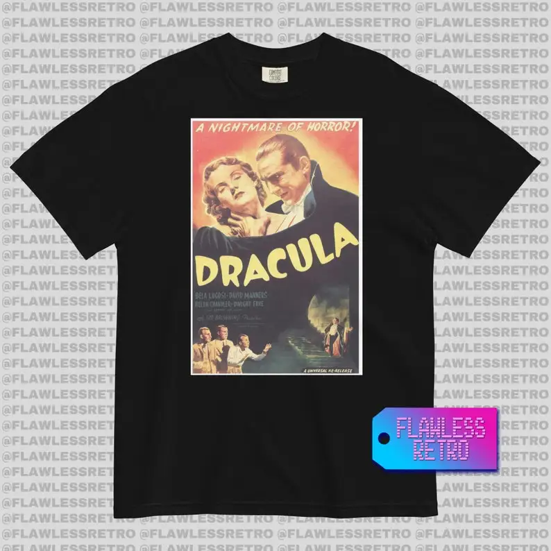 DRACULA Retro Horror Poster T-Shirts - Vintage Pre-1970 Designs - Classic Movie Art Tees -Horror Fans - Classic Movie Artwork
DRACULA Retro Horror Poster T-Shirts - Vintage Pre-1970 Designs - Classic Movie Art Tees -Horror Fans - Classic Movie Artwork