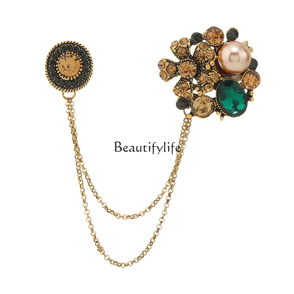 Vintage Camellia Chain Brooch Rhinestone Men's Suit Flower Sweater Chain Accessories
Vintage Camellia Chain Brooch Rhinestone Men's Suit Flower Sweater Chain Accessories
