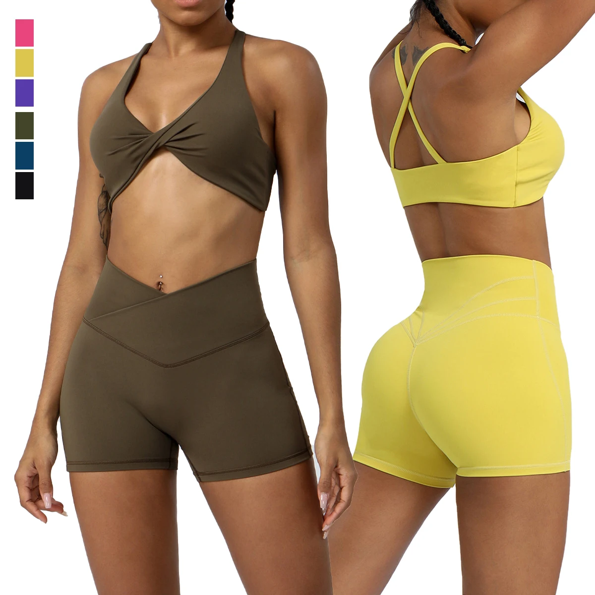 Women Yoga Outfit Seamless Workout Sets Sportswear 6 Colors Leggings Stretch Sports Bra V Cross Fitness Shorts Women Activewear
Women Yoga Outfit Seamless Workout Sets Sportswear 6 Colors Leggings Stretch Sports Bra V Cross Fitness Shorts Women Activewear