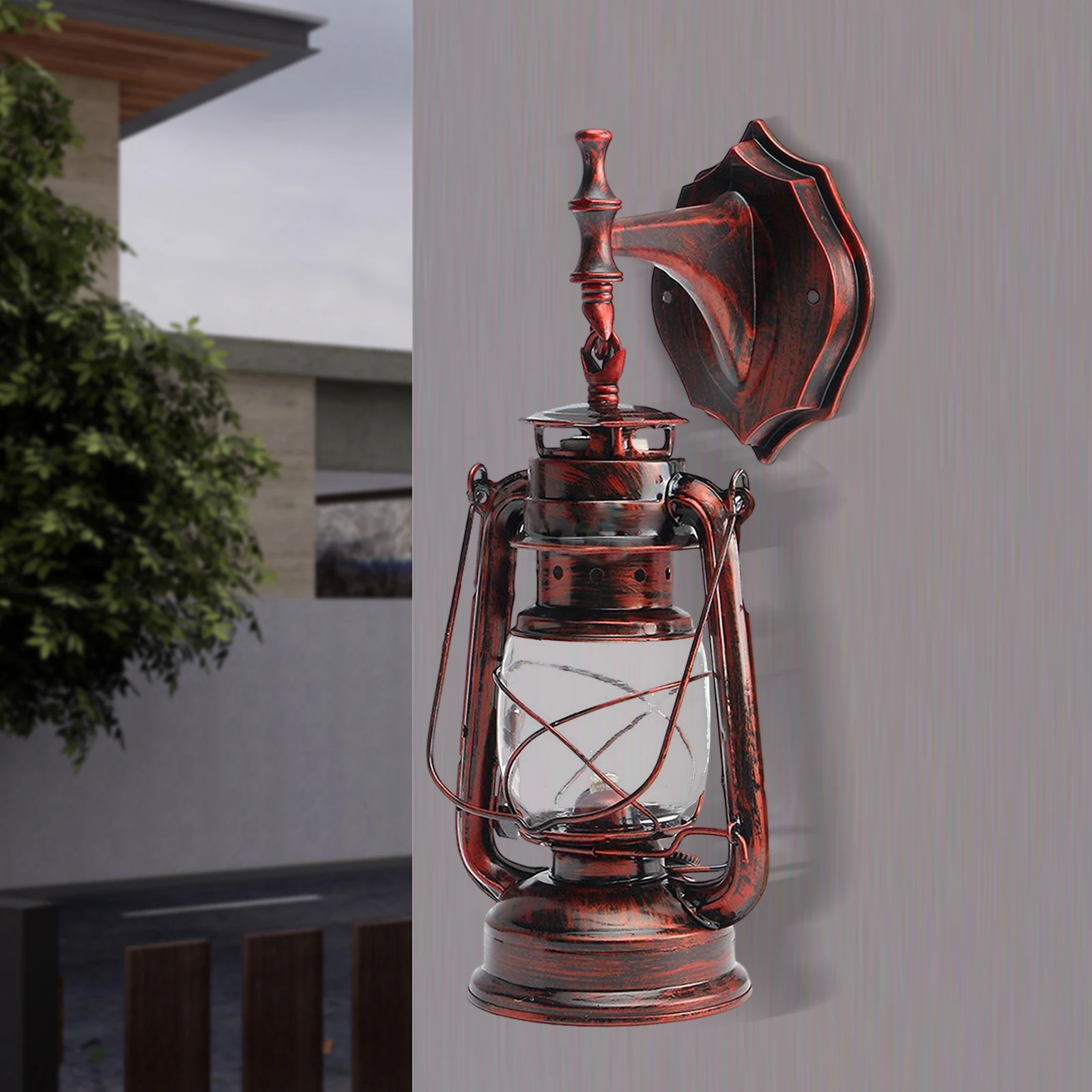 Retro Rustic Lantern Lamp, E27 Bulb, Red Bronze Coloured, 3W Wall Sconce Light Fixture for Outdoor 220V
Retro Rustic Lantern Lamp, E27 Bulb, Red Bronze Coloured, 3W Wall Sconce Light Fixture for Outdoor 220V