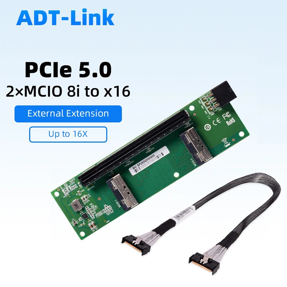 2x MCIO 8I To PCIe 5.0 X16 Slot Adapter Card Gen5 6PIN GPU Power Supply / MCIO 8I Cable for High Speed Server Graphics Card
2x MCIO 8I To PCIe 5.0 X16 Slot Adapter Card Gen5 6PIN GPU Power Supply / MCIO 8I Cable for High Speed Server Graphics Card