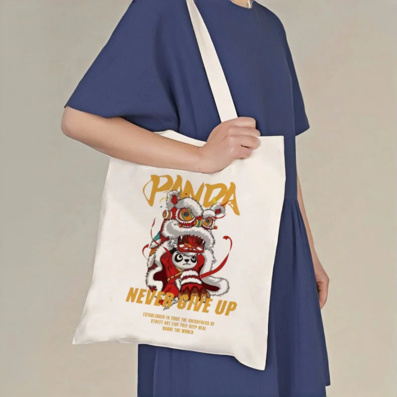 1pc Chinese Style Lion Dance Panda Print Canvas Tote Bag, Casual Shoulder Shopper, Reusable Grocery & Daily Carry Bag
1pc Chinese Style Lion Dance Panda Print Canvas Tote Bag, Casual Shoulder Shopper, Reusable Grocery & Daily Carry Bag