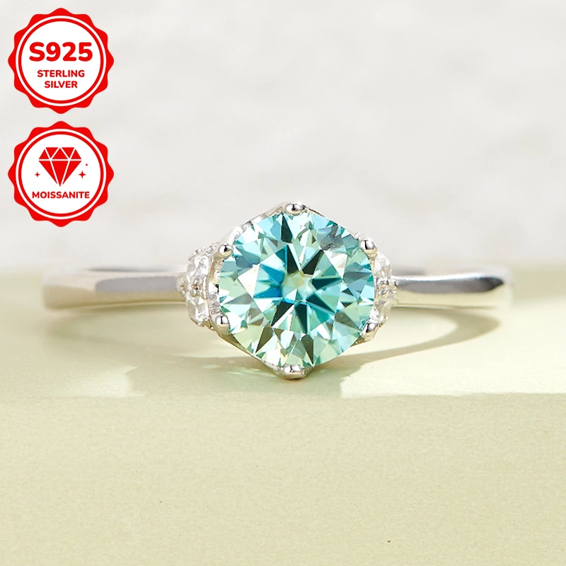 1pc 1Carat Round Blue-green Moissanite Ring, S925 Silver Fashionable and Unique Ring, Suitable As A Birthday Gift.
1pc 1Carat Round Blue-green Moissanite Ring, S925 Silver Fashionable and Unique Ring, Suitable As A Birthday Gift.