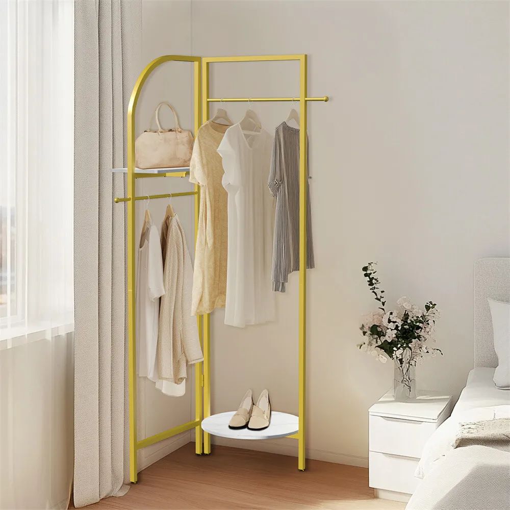 Corner Gold Metal Clothing Rack Freestanding Clothes Coat Rack 90-180° Unfolding
Corner Gold Metal Clothing Rack Freestanding Clothes Coat Rack 90-180° Unfolding