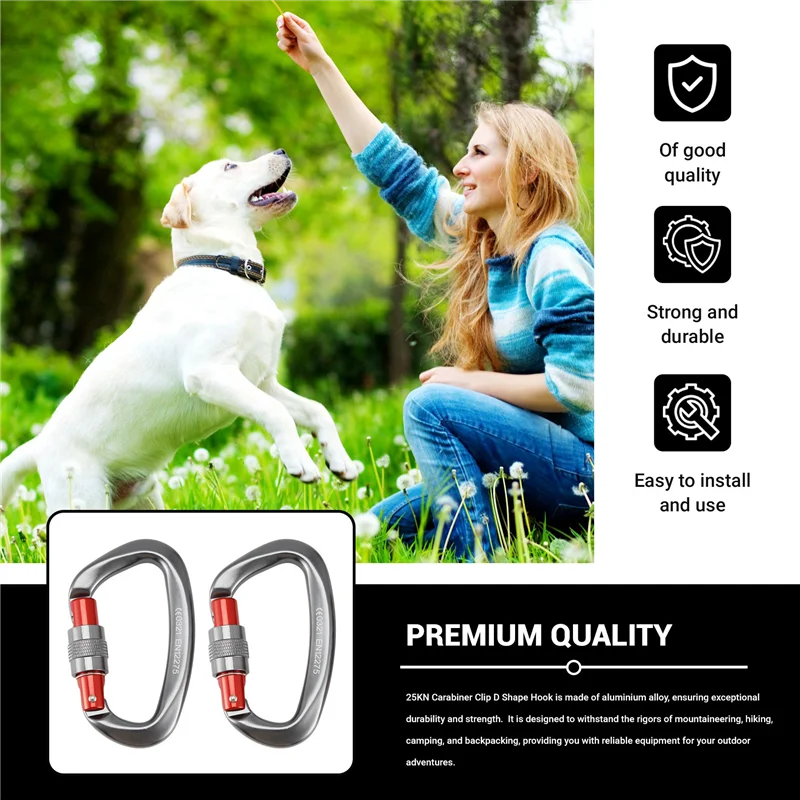 B06C-2PCS 25KN Carabiner Clip D Shape Hook Aluminium Alloy Mountaineering Equipment For Hiking, Camping, Backpack Hooks
B06C-2PCS 25KN Carabiner Clip D Shape Hook Aluminium Alloy Mountaineering Equipment For Hiking, Camping, Backpack Hooks