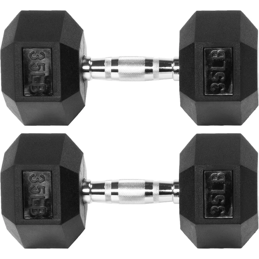 Rubber Encased Hex Dumbbell,35LB Pair
Rubber Encased Hex Dumbbell,35LB Pair