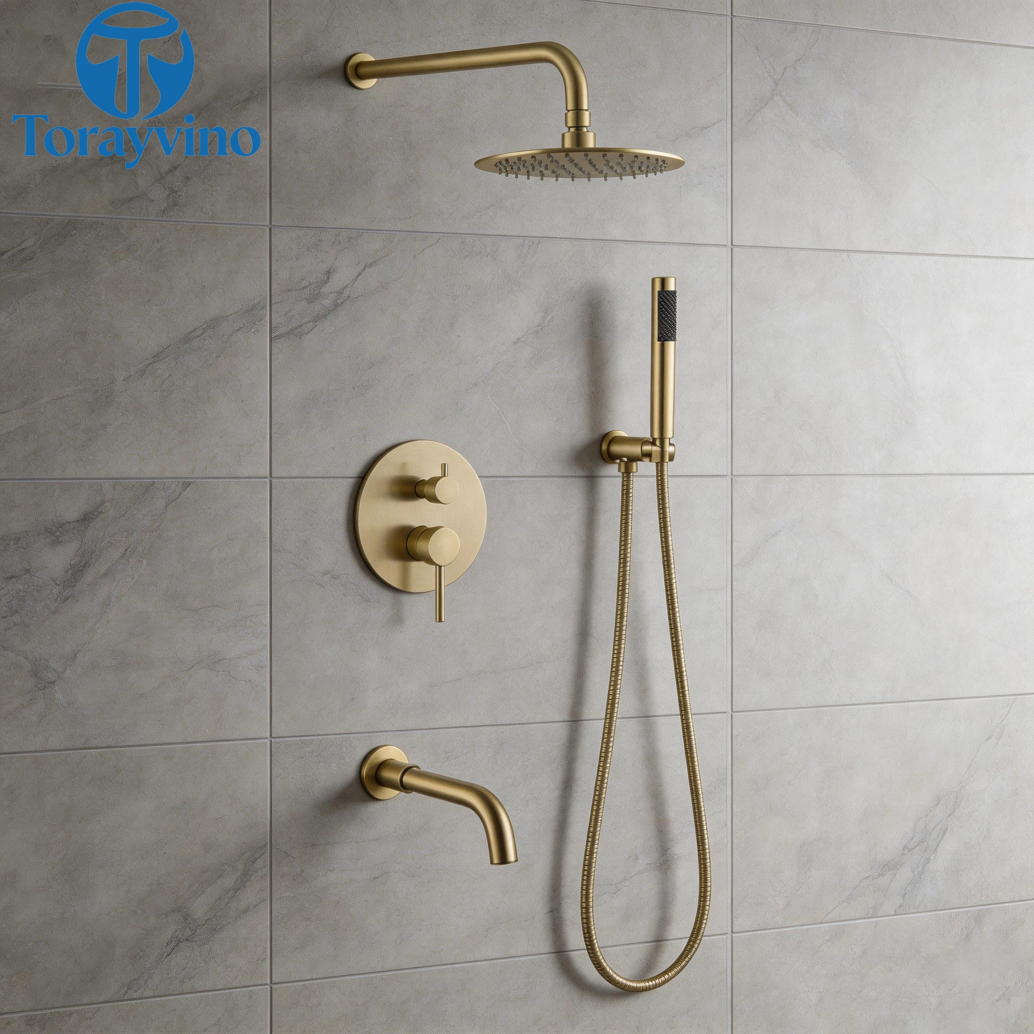 Torayvino Brushed Gold Shower Faucet Set With Bathroom Rain Shower Head Outdoor Shower System Set Complete Bathtub Kit Mixer Tap
Torayvino Brushed Gold Shower Faucet Set With Bathroom Rain Shower Head Outdoor Shower System Set Complete Bathtub Kit Mixer Tap