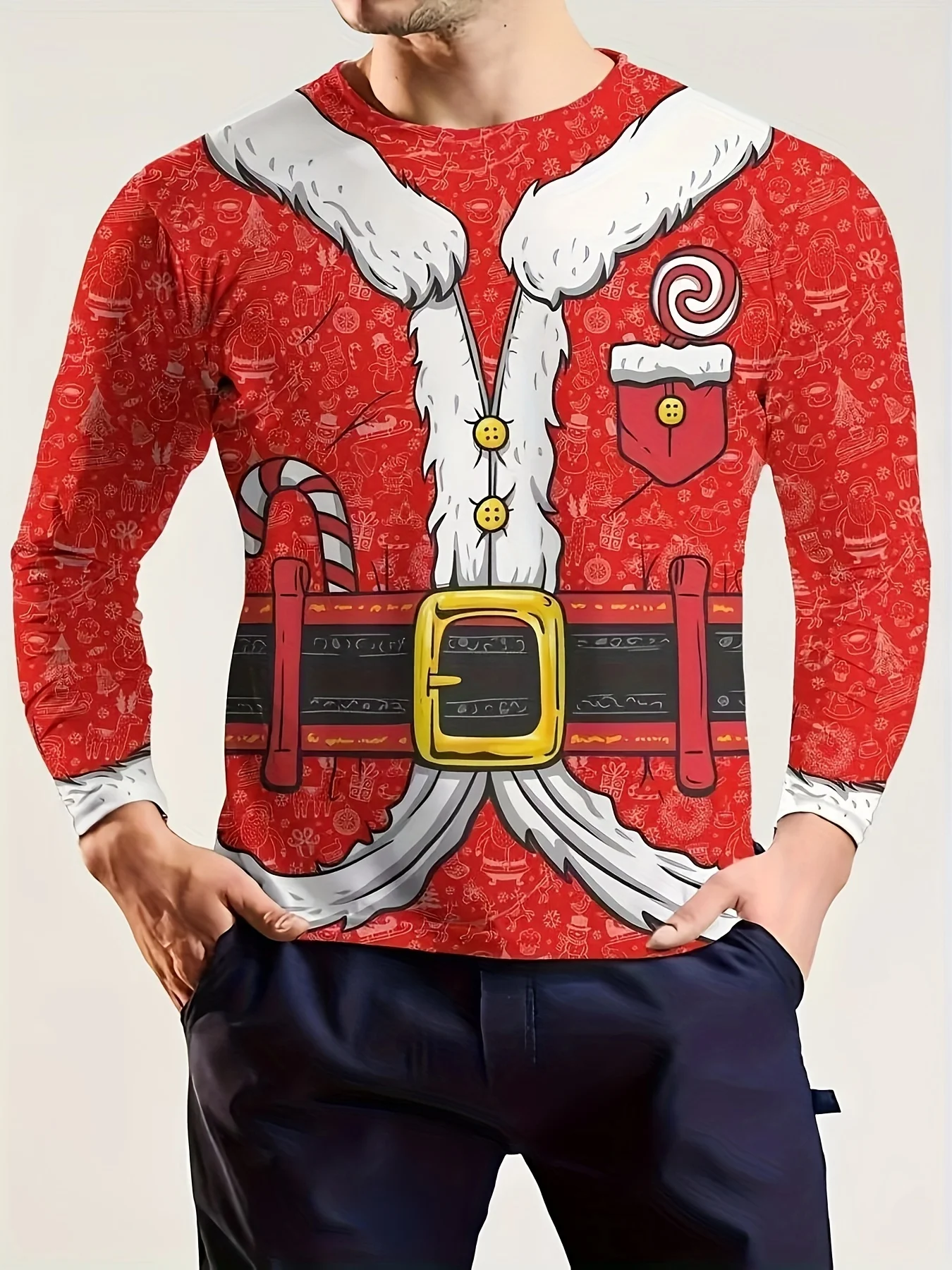 Men's Festive 3D Christmas Print Long Sleeve T-Shirt - Casual Polyester Crew Neck Tee for Spring/Fall, Christmas Tshirt
Men's Festive 3D Christmas Print Long Sleeve T-Shirt - Casual Polyester Crew Neck Tee for Spring/Fall, Christmas Tshirt