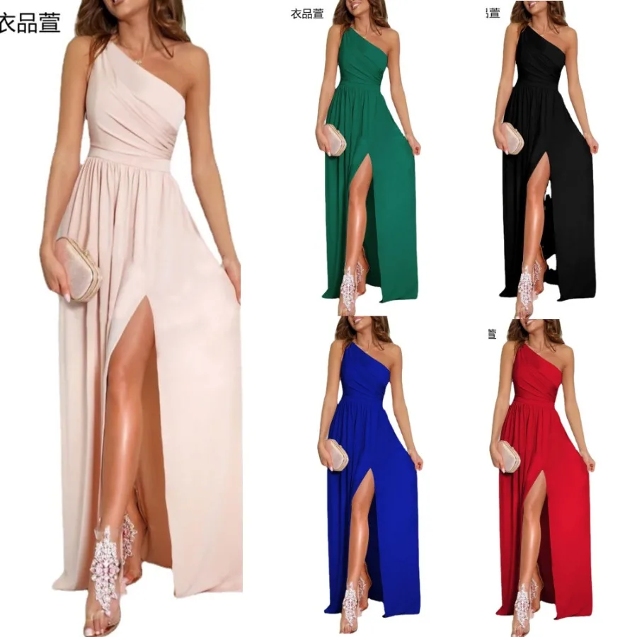 【New style】2022 European and American - new sexy solid color single shoulder hollow hanging neck high waist split extra-long dr
【New style】2022 European and American - new sexy solid color single shoulder hollow hanging neck high waist split extra-long dr