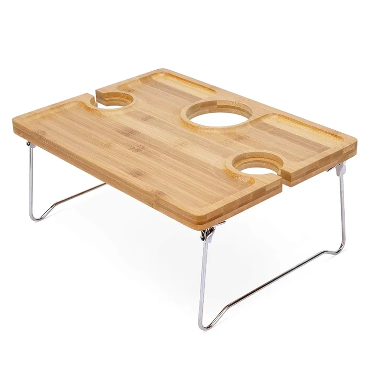Bamboo Glass Bottle Holder Wood Camping Table Snack Tray Low Level Foldable Picnic Table With Metal Leg
Bamboo Glass Bottle Holder Wood Camping Table Snack Tray Low Level Foldable Picnic Table With Metal Leg
