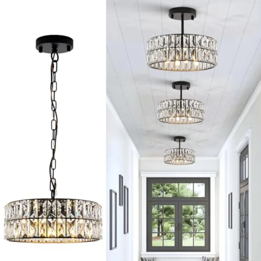 Crystal Pendant Light 4-Light Modern Chandelier Small 12" Crystal Semi Flush Mount Ceiling Light Round for Kitchen Island Foyer
Crystal Pendant Light 4-Light Modern Chandelier Small 12" Crystal Semi Flush Mount Ceiling Light Round for Kitchen Island Foyer