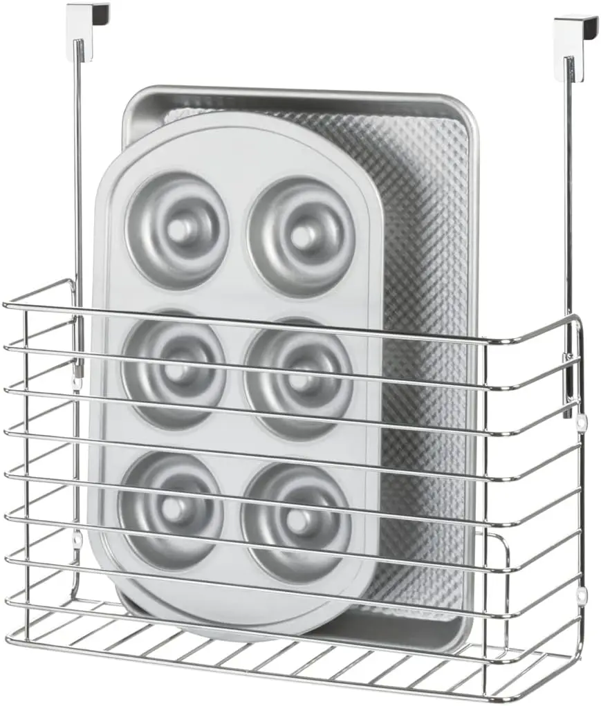 Metal Over the Cabinet Kitchen Organizer Basket for Cutting Boards, Baking Sheets, Pans, 13.73" x 5.18" x 14.2" - Chrome
Metal Over the Cabinet Kitchen Organizer Basket for Cutting Boards, Baking Sheets, Pans, 13.73" x 5.18" x 14.2" - Chrome