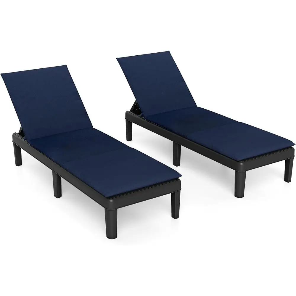 Rattan Recliner Lounge Chair with Detachable Cushion and Adjustable Backrest for Patio Tanning (Black & Navy, Set of 2)
Rattan Recliner Lounge Chair with Detachable Cushion and Adjustable Backrest for Patio Tanning (Black & Navy, Set of 2)