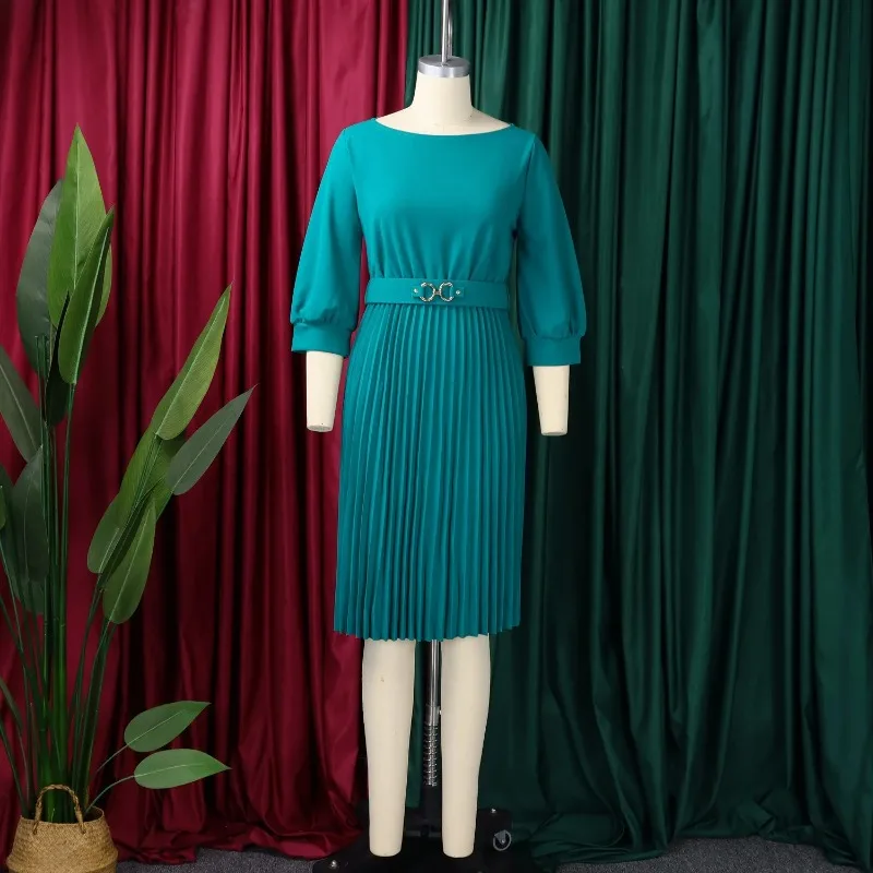 Elegant Office Dresses 2026 New O Neck Full Sleeve Belt Waisted Pleated Mid Calf Fashion Professional Ladies Birthday Party Robe
Elegant Office Dresses 2026 New O Neck Full Sleeve Belt Waisted Pleated Mid Calf Fashion Professional Ladies Birthday Party Robe