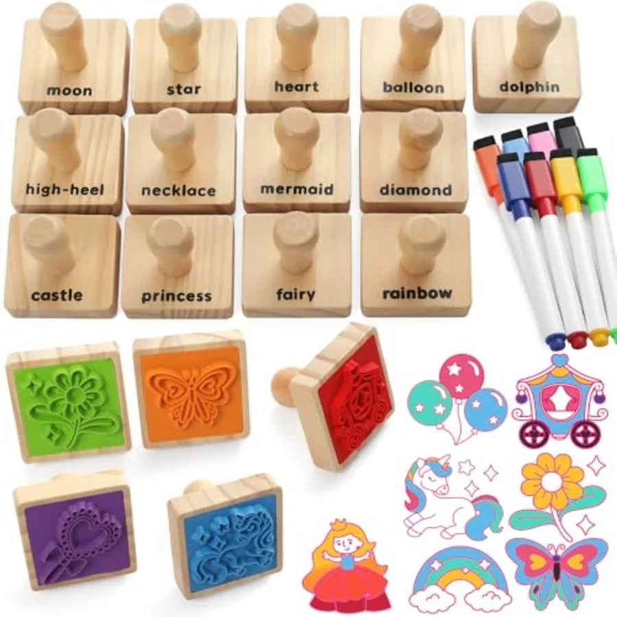 Wooden Animal Stamps Printing Toy Set, 20pcs Color Shape Stamping for DIY Scrapbook Arts Crafts plies Party Favor Toy Gift with
Wooden Animal Stamps Printing Toy Set, 20pcs Color Shape Stamping for DIY Scrapbook Arts Crafts plies Party Favor Toy Gift with