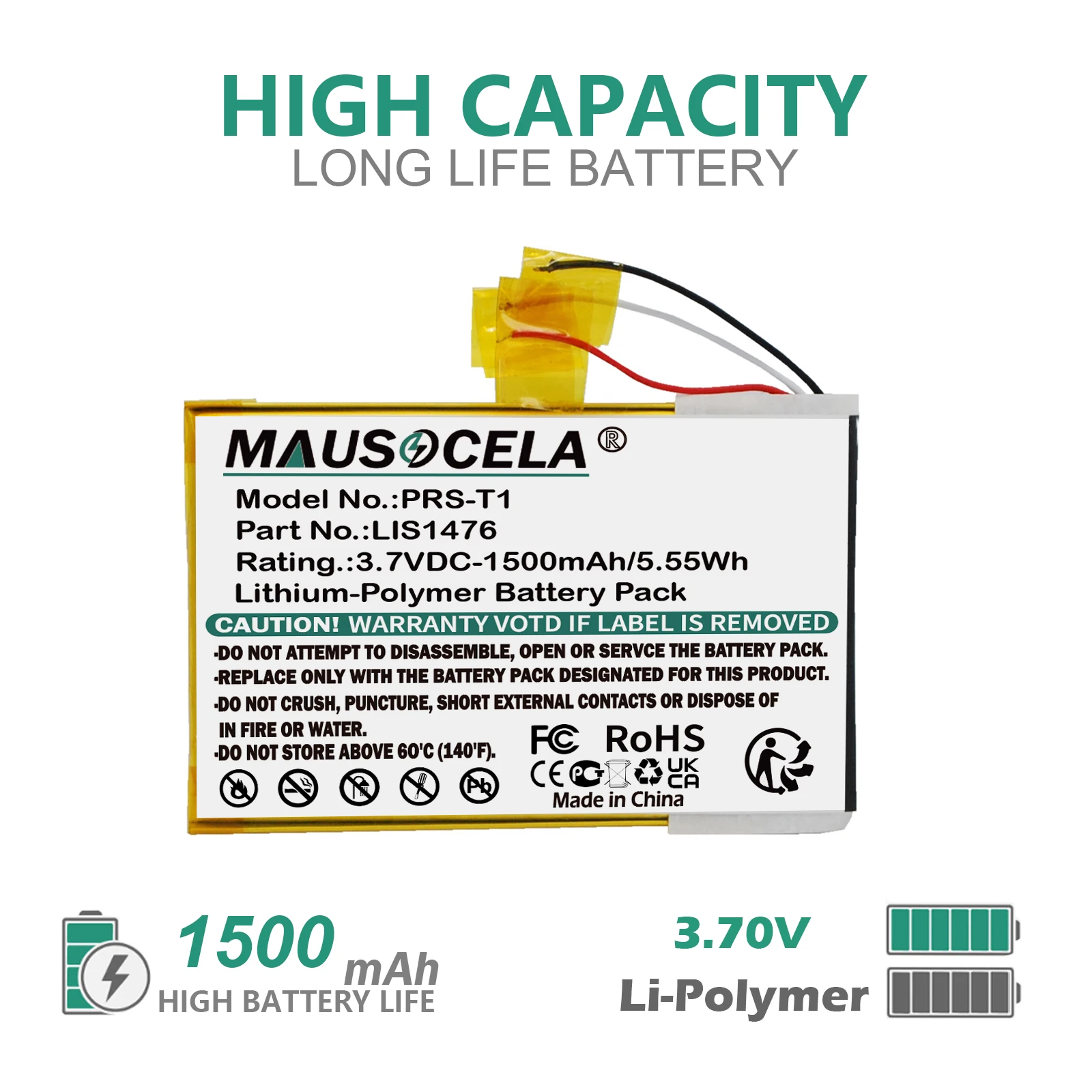 1500mAh E-reader Battery For Sony:PRS-T1,PRS-T2,PRS-T3,PRS-T3S,PRS-T3E,1-853-104-11,LIS1476,LIS1476MHPPC(SY6),+Toolkit--3.70V
1500mAh E-reader Battery For Sony:PRS-T1,PRS-T2,PRS-T3,PRS-T3S,PRS-T3E,1-853-104-11,LIS1476,LIS1476MHPPC(SY6),+Toolkit--3.70V