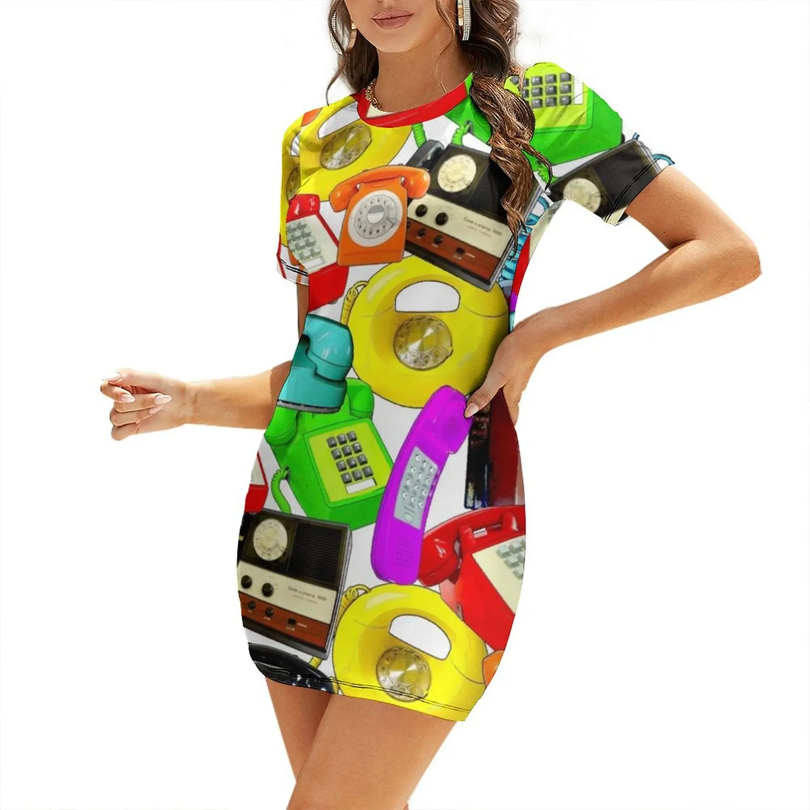 70S RETRO PHONES Short Sleeved Dress summer dress daily chic and elegant woman dress sensual sexy for women Party dresses
70S RETRO PHONES Short Sleeved Dress summer dress daily chic and elegant woman dress sensual sexy for women Party dresses