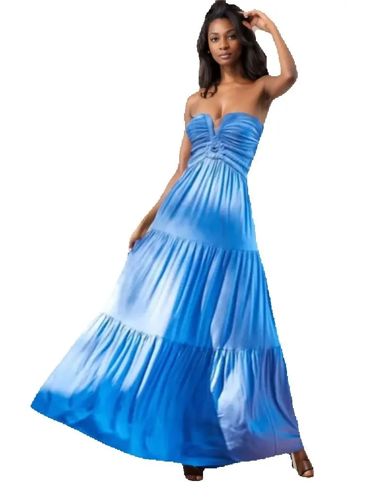 Elegant Strapless Rucehd Open Back Long Formal Bridesmaid Dress Blue
Elegant Strapless Rucehd Open Back Long Formal Bridesmaid Dress Blue