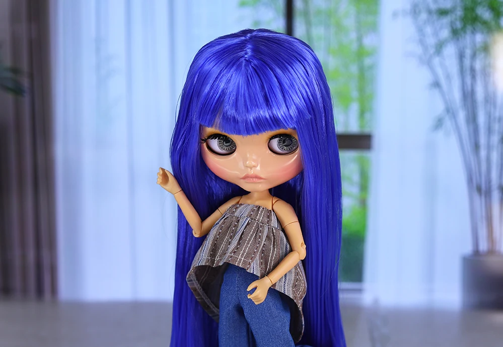 Kathleen – Premium Custom Neo Blythe Doll with Blue Hair, Tan Skin & Shiny Cute Face 10 Kathleen – Premium Custom Neo Blythe Doll with Blue Hair, Tan Skin & Shiny Cute Face 10