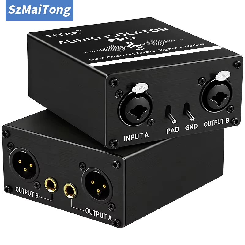 Balanced Audio Signal Isolator 2 Channel XLR 6.35mm Interface Suppress Hum Buzz Noise for Conference Studio Live Show
Balanced Audio Signal Isolator 2 Channel XLR 6.35mm Interface Suppress Hum Buzz Noise for Conference Studio Live Show