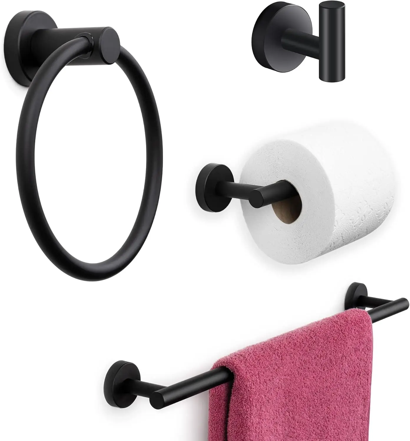 4-Piece Matte Black Bathroom Hardware Set with Towel Rack, Holder & Fixtures in Stainless Steel
4-Piece Matte Black Bathroom Hardware Set with Towel Rack, Holder & Fixtures in Stainless Steel
