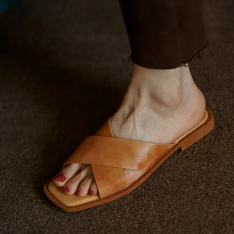 Outwear Lazier Sandals Cowhide Open Toe Casual Slippers Slip On Womens' Beach Shoes Summer Slippers For Ladies Simple Shoes
Outwear Lazier Sandals Cowhide Open Toe Casual Slippers Slip On Womens' Beach Shoes Summer Slippers For Ladies Simple Shoes