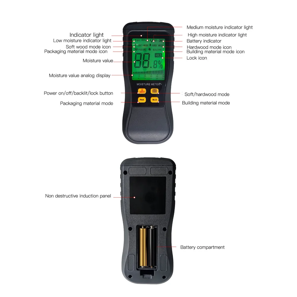 Портативный безыгольный анализатор влажности HY16C для древесины и строительных материалов с технологией высокочастотного измерения
Портативный безыгольный анализатор влажности HY16C для древесины и строительных материалов с технологией высокочастотного измерения