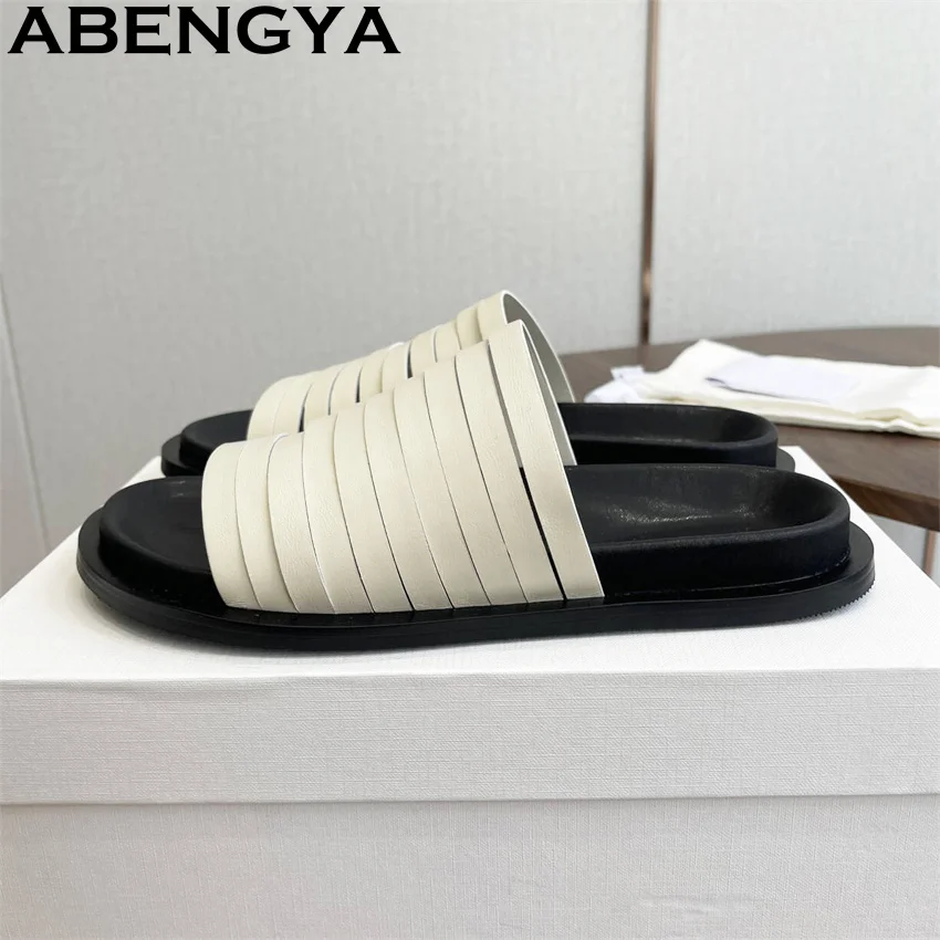 Black White Narrow-band Leather Open Toe loafers Slippers Women Obese Casual Comfort Flat Slippers Summer Mules Shoes for Woman
Black White Narrow-band Leather Open Toe loafers Slippers Women Obese Casual Comfort Flat Slippers Summer Mules Shoes for Woman