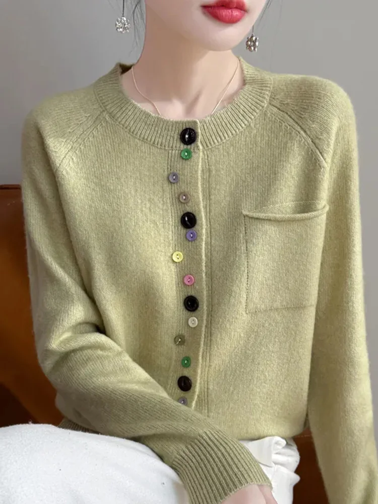 Sli Long Sve round Ne Open Cardigan Women's Outerwear Spring Autumn Slimming Knitwear Trendy Korean Sle Sweater
Sli Long Sve round Ne Open Cardigan Women's Outerwear Spring Autumn Slimming Knitwear Trendy Korean Sle Sweater