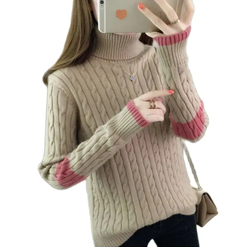 2022 Autumn Winter New High Collar Knitted Jumper Stripe All Match Knit Sweater Long Sleeve Loose Warm Casual Pullover Women Top
2022 Autumn Winter New High Collar Knitted Jumper Stripe All Match Knit Sweater Long Sleeve Loose Warm Casual Pullover Women Top