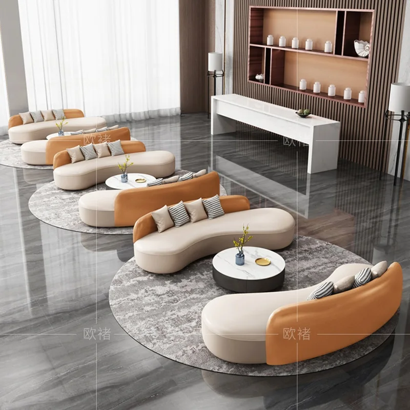Reception Sales Office Negotiation Table and Chair Combination Curved Sofa Office Business Meeting Area Hotel Light Luxury Beaut
Reception Sales Office Negotiation Table and Chair Combination Curved Sofa Office Business Meeting Area Hotel Light Luxury Beaut