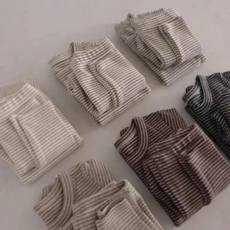 Korean Baby Kids Cotton Striped Home Clothes Spring Autumn Toddler Boy Girl Simple Clothing Sets Long Sleeve Tops and Pants 2pcs
Korean Baby Kids Cotton Striped Home Clothes Spring Autumn Toddler Boy Girl Simple Clothing Sets Long Sleeve Tops and Pants 2pcs